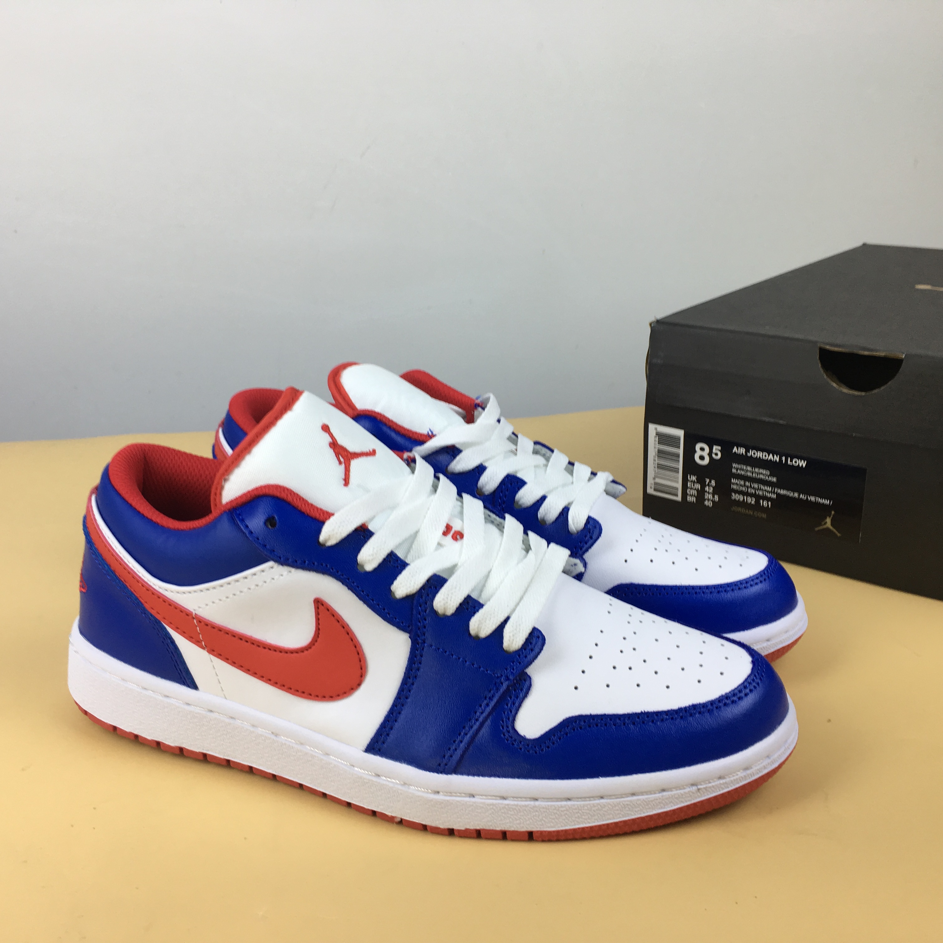 Air Jordan 1 Low Captain Amecia White Blue Red Shoes